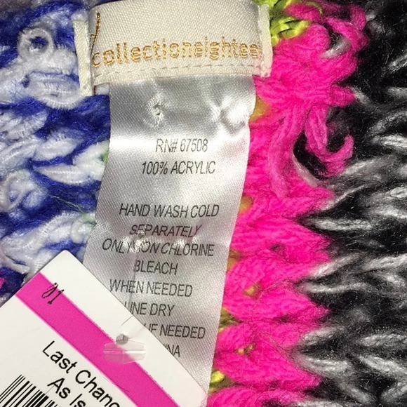 Collection 18 Fringe Multicolor Stripe Fuzzy Scarf - Picture 5 of 7